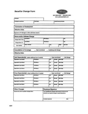 Benefits Change Form