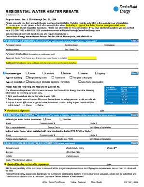 Minnesota Residential Water Heater Rebate Form