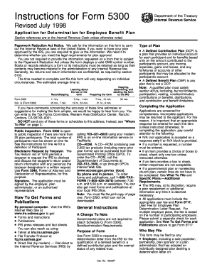 IRS Form 5300 Application for Employee Benefit Plan Determination