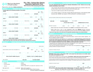 North Carolina State University Dependent Application Form