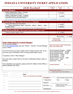 Indiana University Football Ticket Application