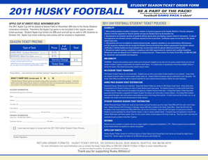 2011 UW Football Student Season Ticket Order Form