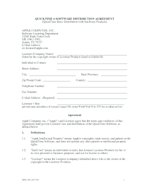 QuickTime 6 Software Distribution Agreement