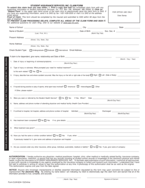 Student Assurance Services Claim Form