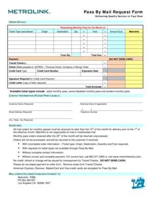 Pass By Mail Request Form