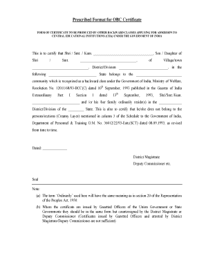 OBC Certificate Form