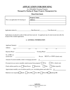 Housing Application Form