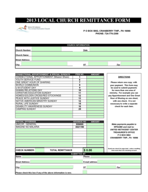 2013 Local Church Remittance Form