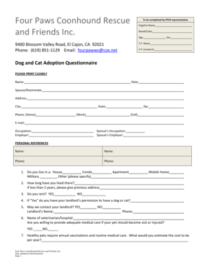 Dog Adoption Questionnaire