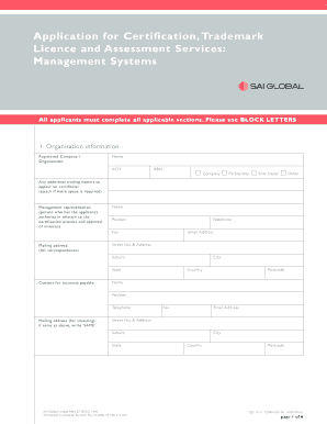 SAI Global Certification Application Form