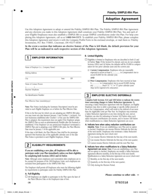 Fidelity SIMPLE-IRA Plan Adoption Agreement