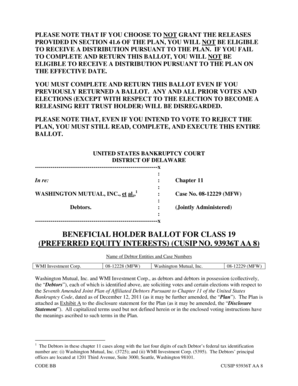 Beneficial Holder Ballot for Class 19