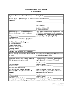 Irrevocable Standby Letter of Credit
