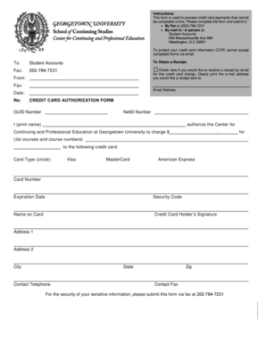 Credit Card Authorization Form