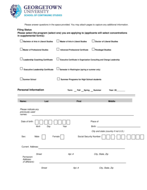 Georgetown University Application Form
