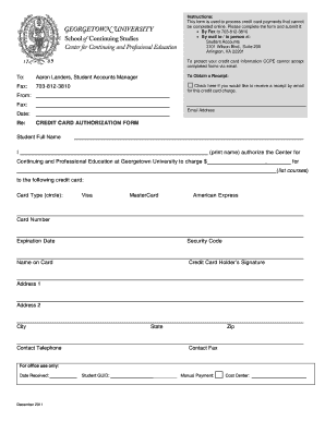 Credit Card Authorization Form