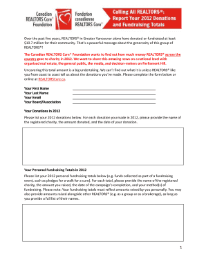Canadian REALTORS Care Foundation Donation Report Form