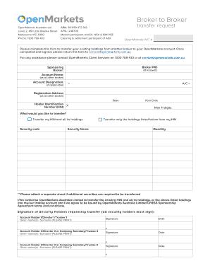 Broker to Broker Transfer Request Form