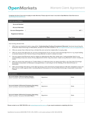 Warrant Client Agreement