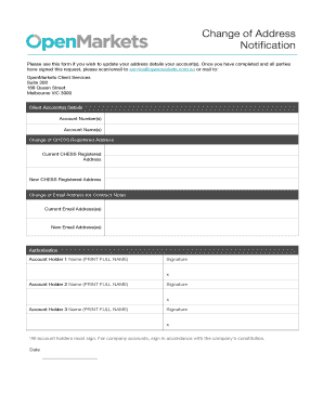 Change of Address Notification Form