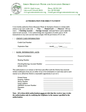 Authorization for Direct Payment