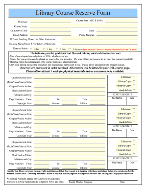 Library Course Reserve Form