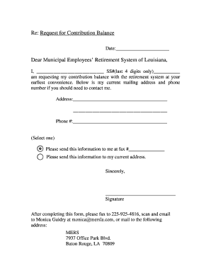 Request for Contribution Balance