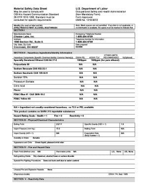Material Safety Data Sheet for Alcohol Mouthwash