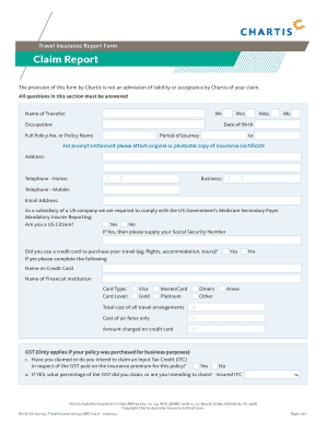 Travel Insurance Claim Report Form