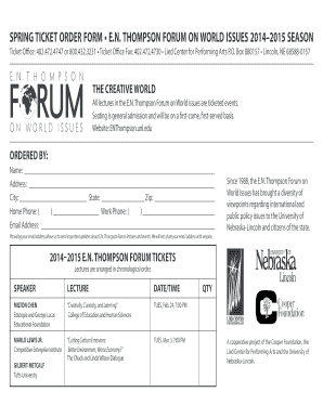 E.N. Thompson Forum Ticket Order Form