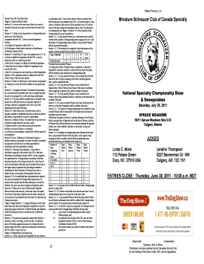 Canadian Kennel Club Conformation Entry Form
