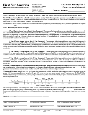 AIG Bonus Annuity Flex 7 Owner Acknowledgment
