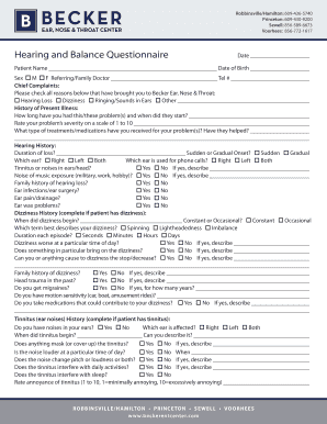 Hearing and Balance Questionnaire
