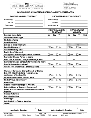 Annuity Contract Disclosure and Comparison Form