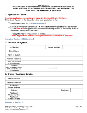 Application to Construct or Install Sewage Treatment Apparatus