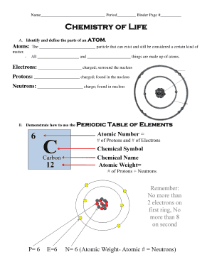 Chemistry of Life Worksheet