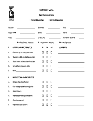 Post Observation Form