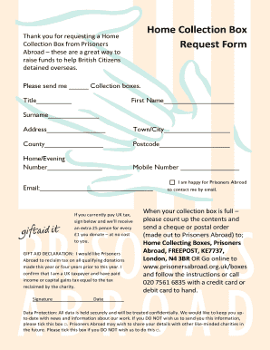 Prisoners Abroad Home Collection Box Request Form