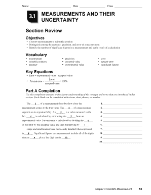 Scientific Measurement Review Worksheet