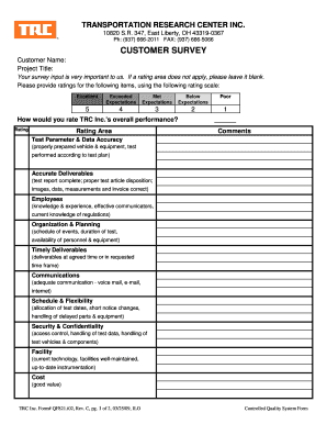 Laboratory Operations Survey - Transportation Research Center