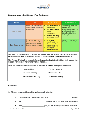 Grammar study Past Simple / Past Continuous ... - Rede Valorizar