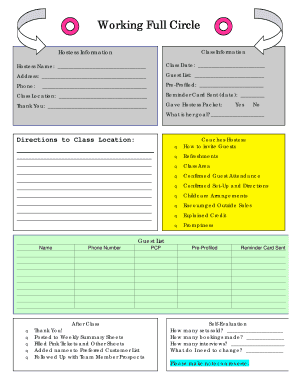 Hostess Information Form