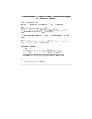 Online Resource Directory Feedback Survey