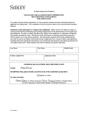 Voluntary Equal Employment Opportunity Self-Identification Survey
