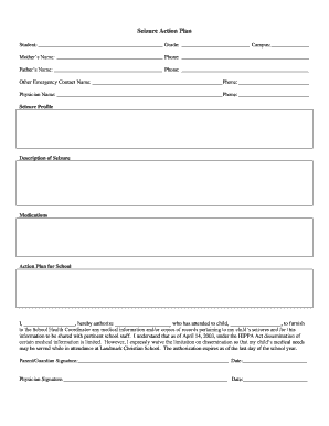 Seizure Action Plan for School