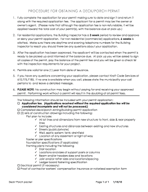 Pennsylvania Deck Porch Permit Application