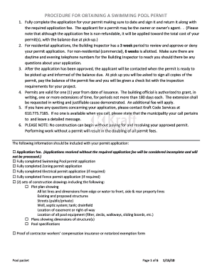 Swimming Pool Permit Application