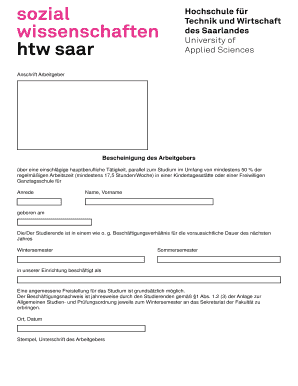 Bescheinigung des Arbeitgebers