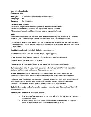 Year 11 Business Studies Assessment Task