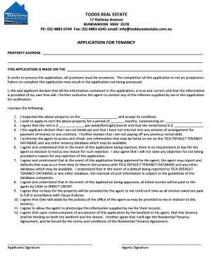 New South Wales Tenancy Application Form
